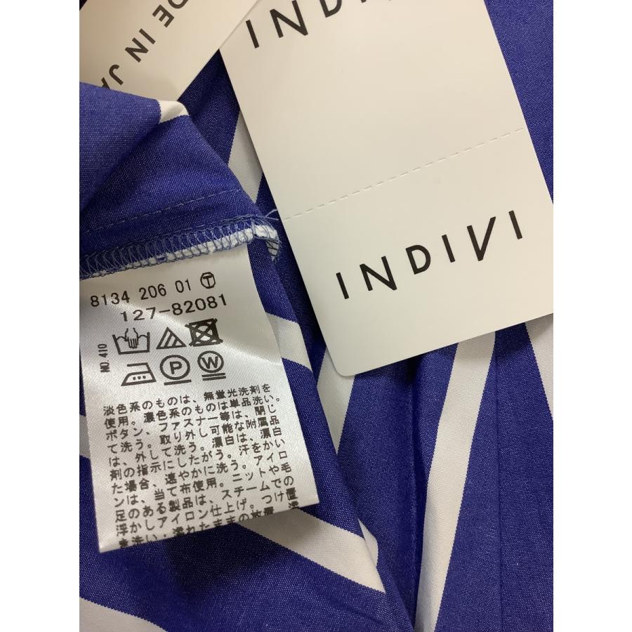 インディヴィ (INDIVI)　定価32500円 タグ付き未使用 ブラウスセットアップ ブルー×白ストライプ サイズ上下とも38／M_7