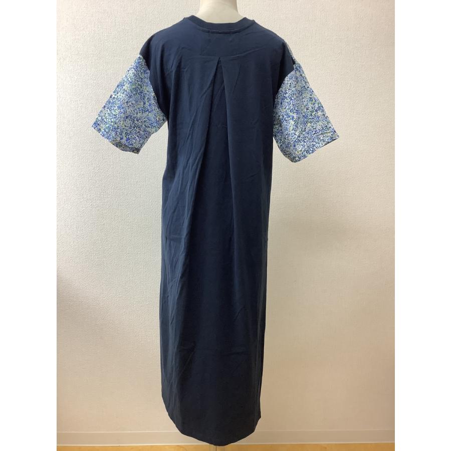 ズッカ (Zucca) リバティプリント 異素材コンビワンピース ネイビー