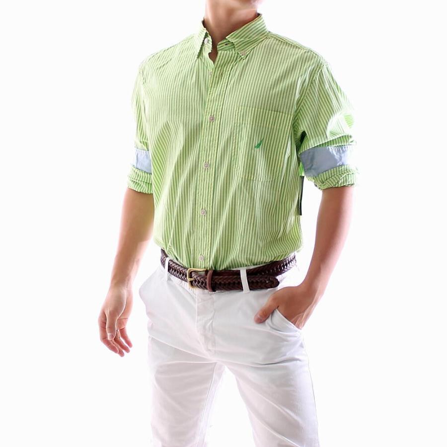 Nautica ノーティカ ストライプ スラブコットン 長袖シャツ 緑 メンズ きれいめ着こなし Bin 1 Limitedヤフーショップ 通販 Yahoo ショッピング