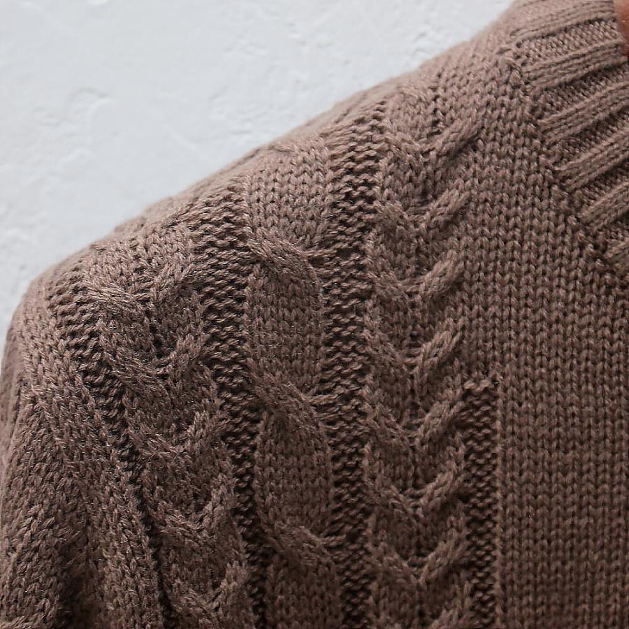 ニット セーター メンズ ケーブル編み 秋/冬 ベージュ/青/茶 クルー