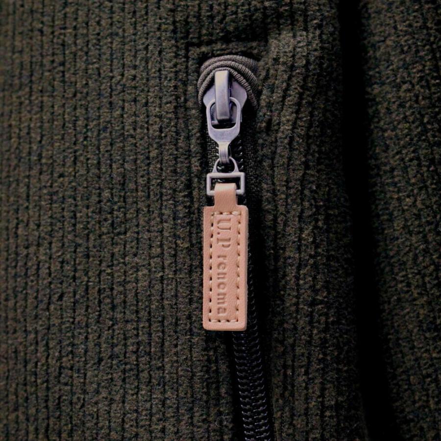 フリースジャケット メンズ スタンドカラー カーキグリーン ストレッチ