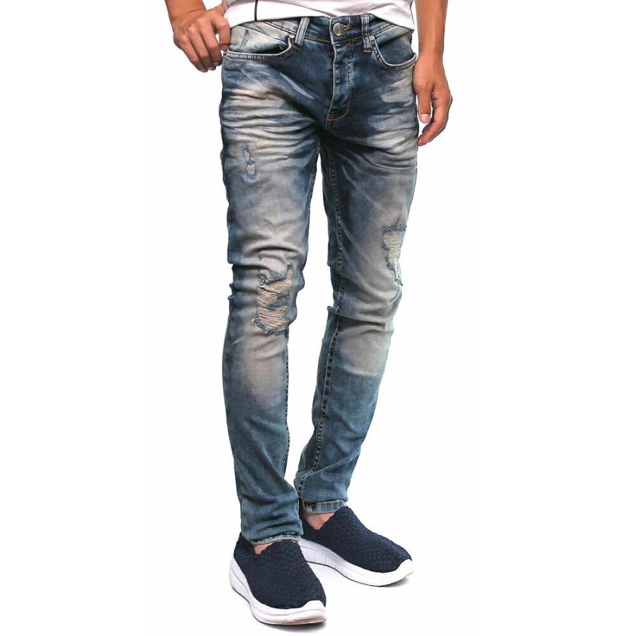 スキニージーンズ メンズ ストレッチ抜群 ダメージ クラッシュ スリム Amica0744 Bin 1 Limitedヤフーショップ 通販 Yahoo ショッピング