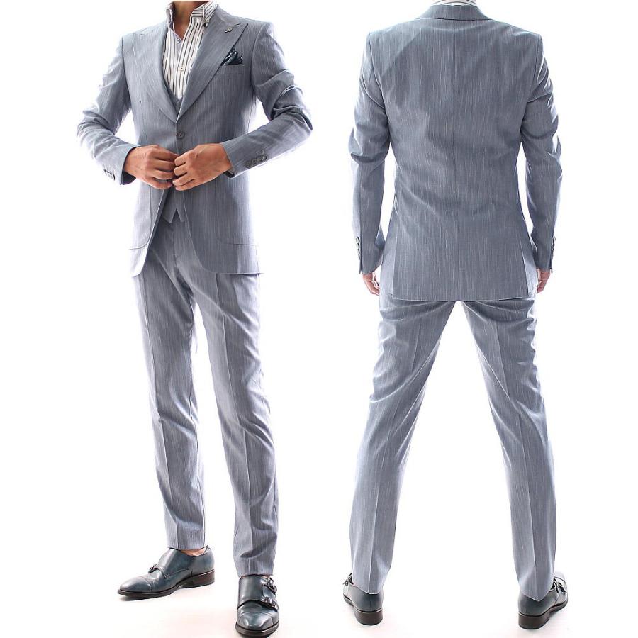 ✨定価35万✨VERSACE グレー ストライプ ブレザー テーラード 正規品 テーラードジャケット ジレ セットアップ かすれストライプ ブルー