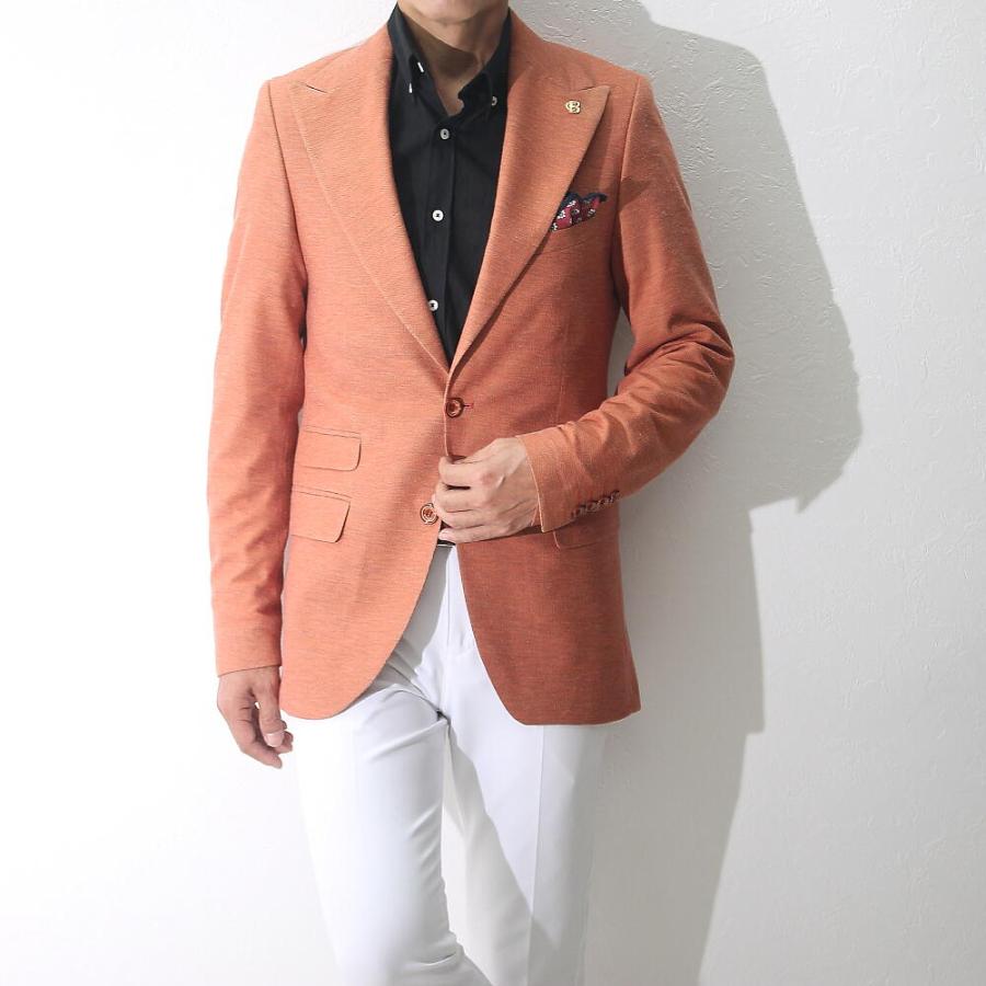 テーラードジャケット メンズ ブレザー オレンジ 春/秋/冬 ニット