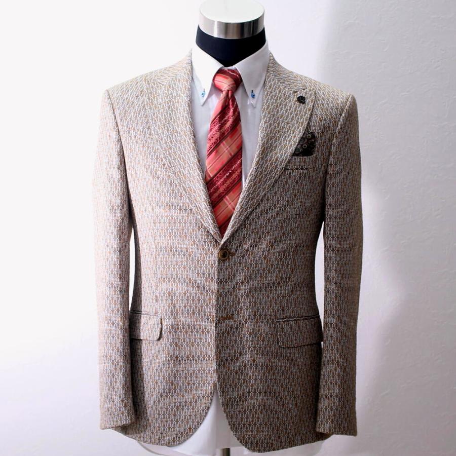 テーラードジャケット メンズ ブレザー ベージュ 秋/冬/春 ニット  