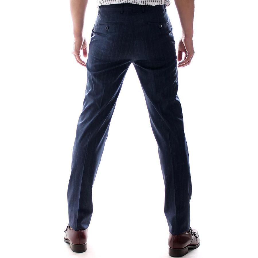 スラックス スリム パンツ 紺 ストライプ ジャケパン 春/秋/冬 大きい