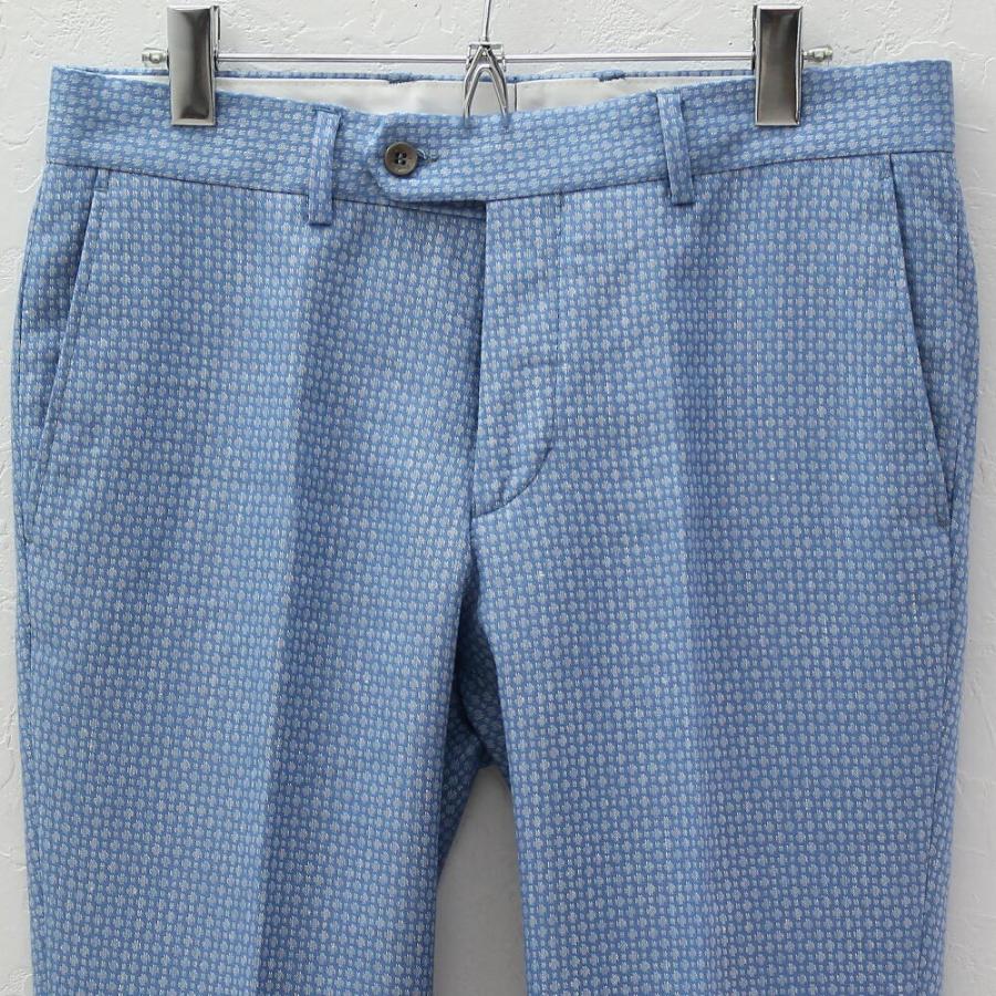スラックス スリム パンツ メンズ 水色/ブルー ドット柄 春/秋 スラックス スリム パンツ メンズ 水色/ブルー ドット柄 春/秋