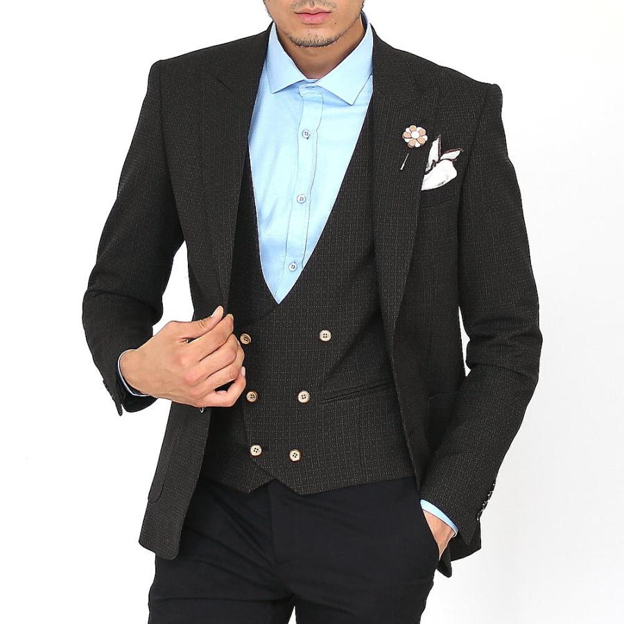 テーラードジャケット ブレザー ストレッチ 柄 ジレ