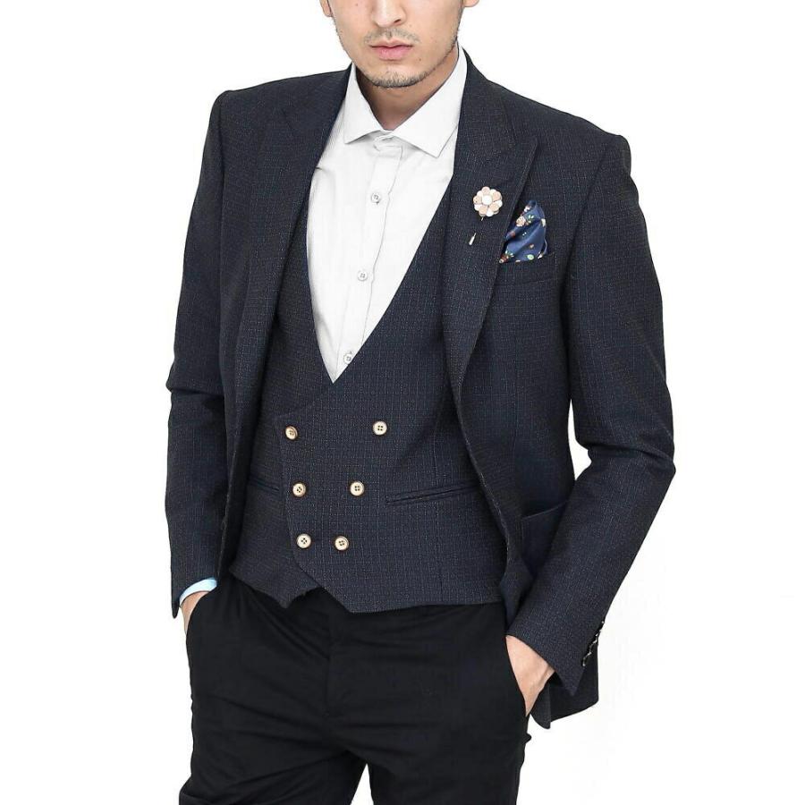 テーラードジャケット ブレザー ストレッチ 柄 ジレ