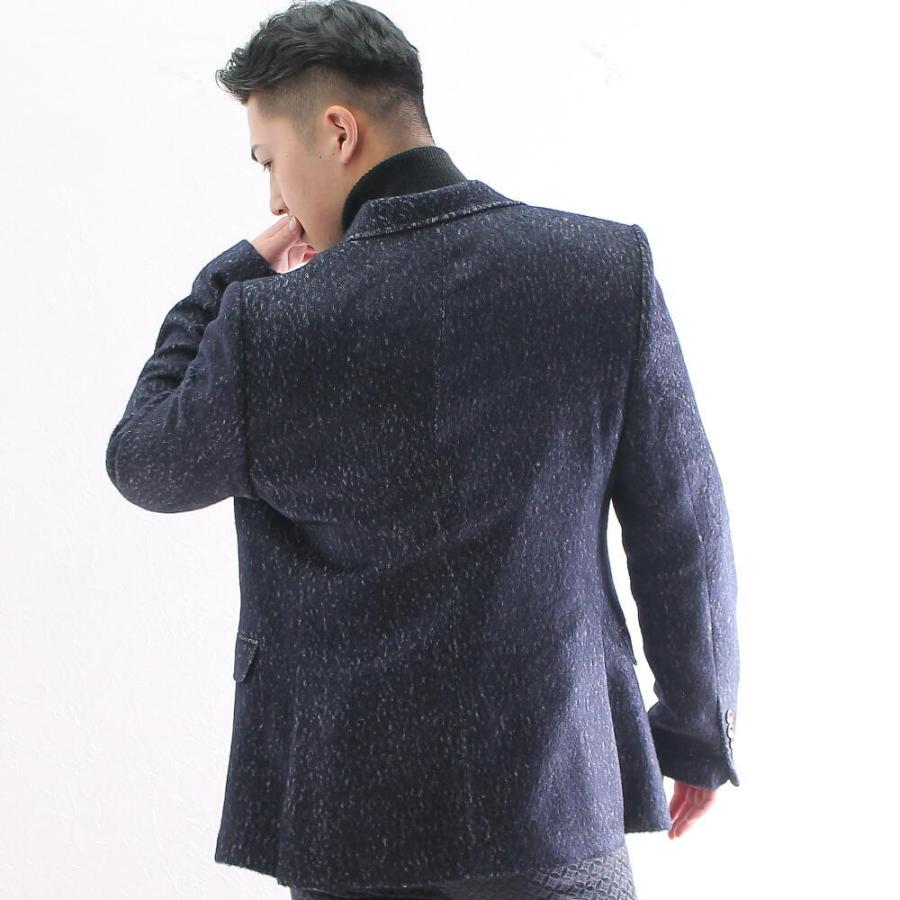 テーラードジャケット 冬 ブレザー メンズ 紺 ピークドラペル ワイド