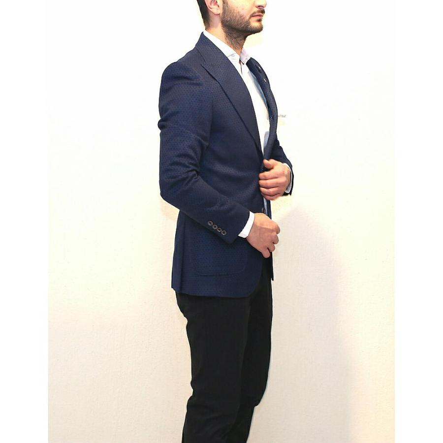 テーラードジャケット メンズ 冬 ウール 紺ブレザー ネイビー 柄