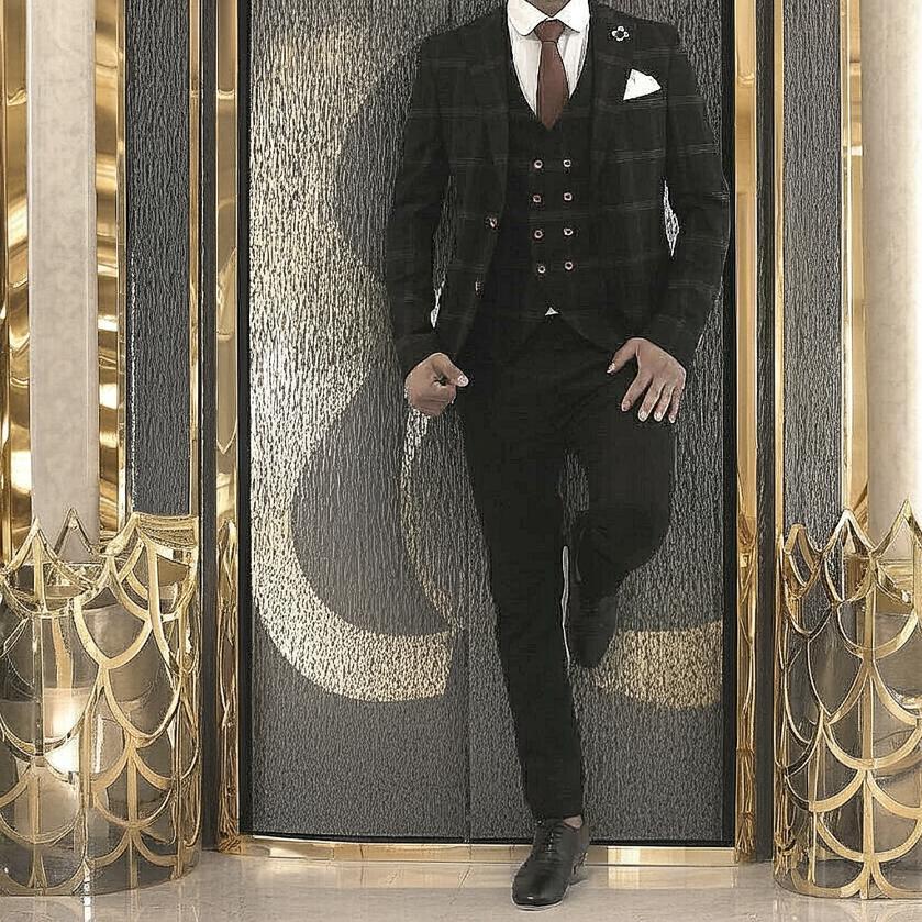 テーラードジャケット セットアップ 黒 チェック ブレザー ジレ メンズ