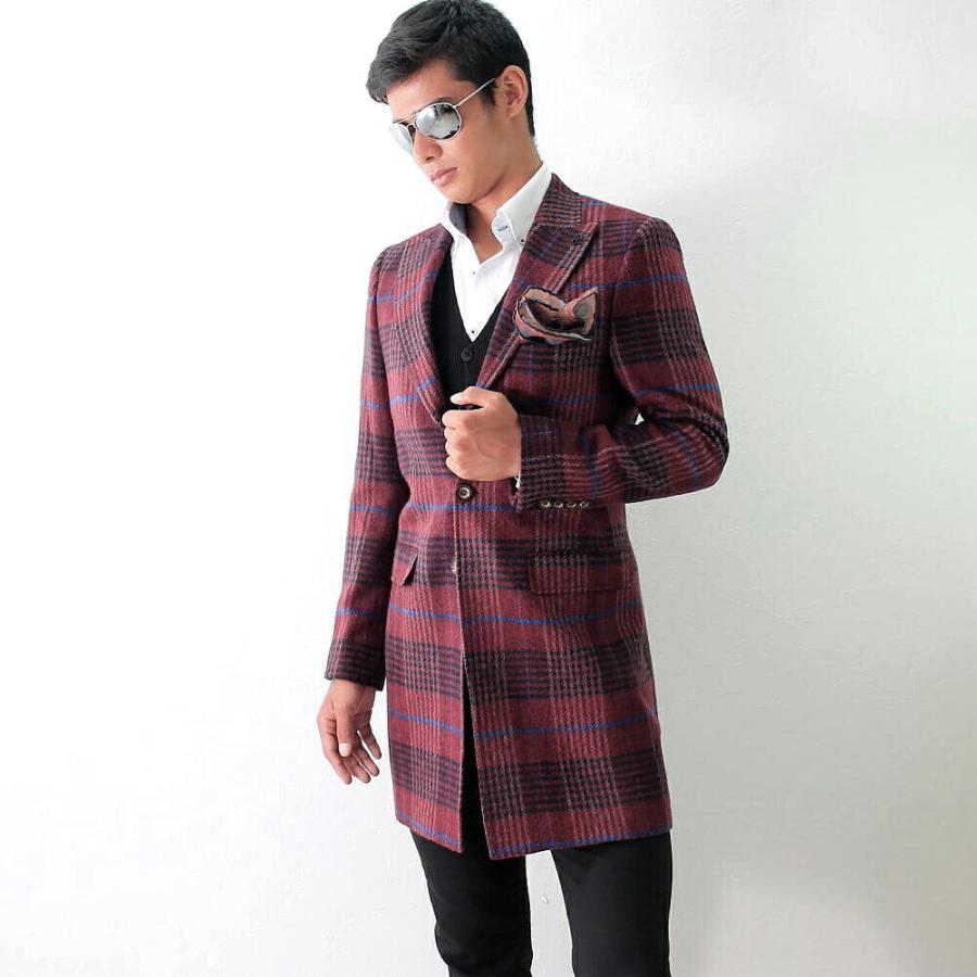 最新な チェスターコート メンズ ハーフコート 軽やかなウール メンズ 細身 タイト 大きいサイズも入荷 ワイドラペル ピークドラペル ボルドー エンジ ウール チェック 冬 スリム コート アウター Www Golf5 Prestige Jp