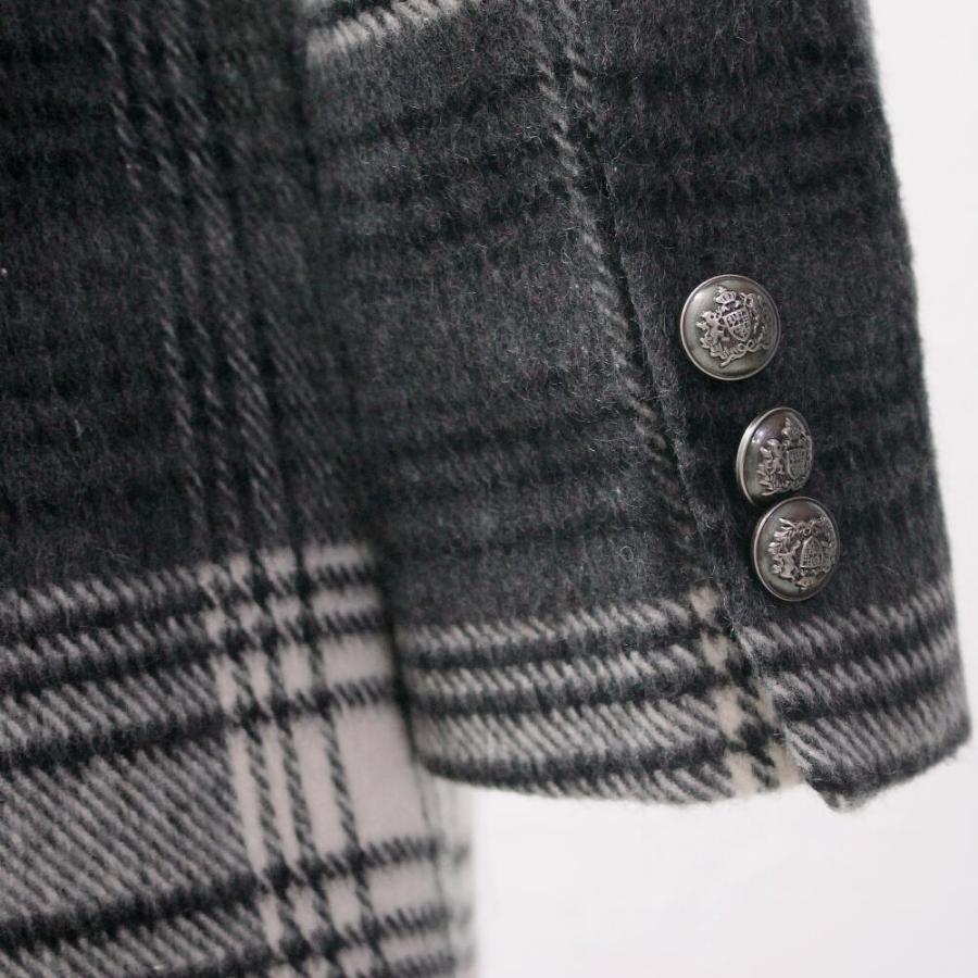 チェスターコート メンズ スリム チェック 冬 ウール コットン グレー