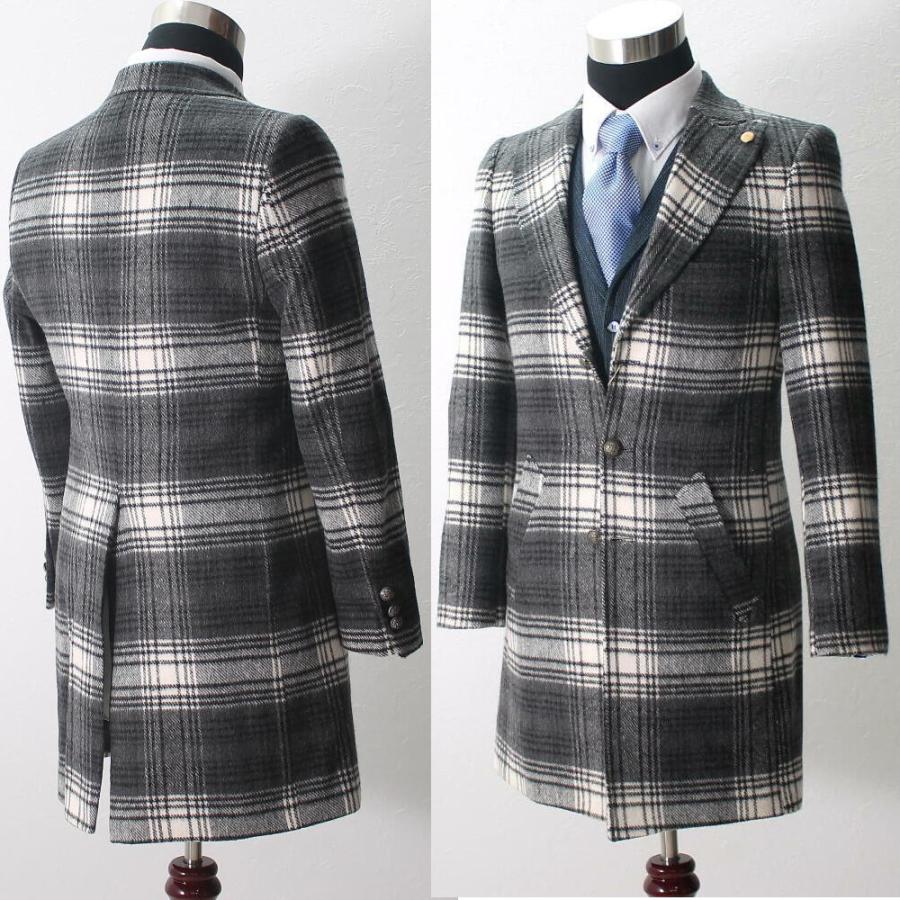 438ディーゼル チェスターコート チェック ウールコットン モノトーン