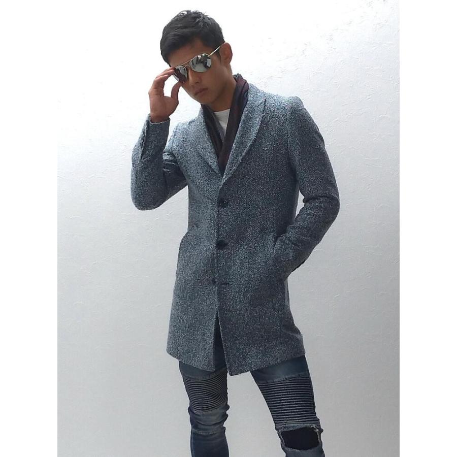 チェスターコート ハーフコート メンズ ツイードコート メンズ 冬 ウール ライトブルー 水色 ピークドラペル 大きいサイズも入荷 細身 タイト Baybars318mizuiro Bin 1 Limitedヤフーショップ 通販 Yahoo ショッピング