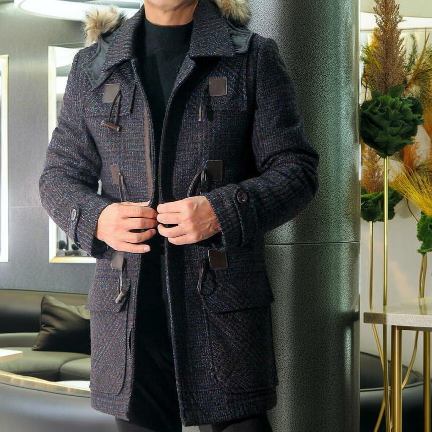 ダッフルコート メンズ ツイード ハーフコート 中綿キルティング