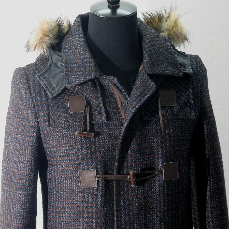 ダッフルコート メンズ ツイード ハーフコート 中綿キルティング