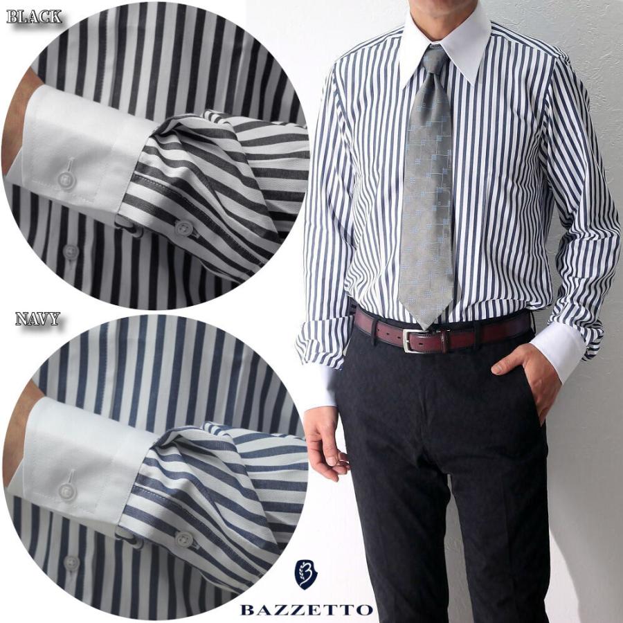 クレリックシャツ 長袖シャツ ストライプ メンズ ビジネスシャツ