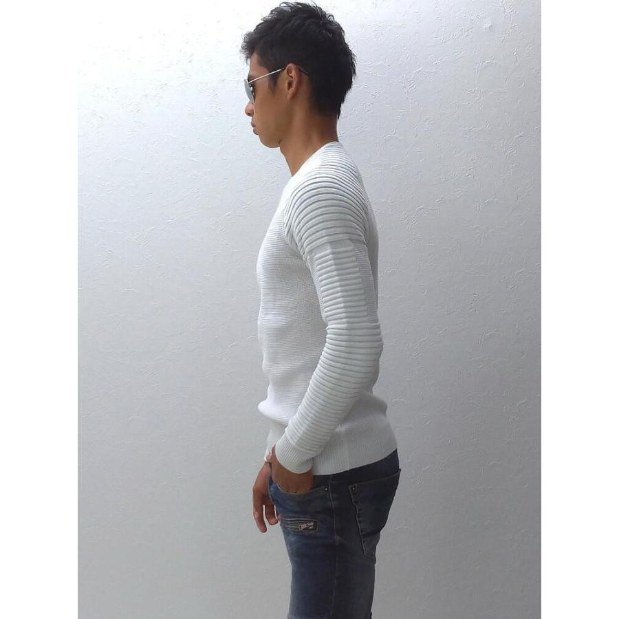 薄手のニット セーター メンズ ニット 袖 ボーダー 白 クルーネック コットンセーター 綿 無地 薄地 春 秋 冬 Cece119 Bin 1 Limitedヤフーショップ 通販 Yahoo ショッピング