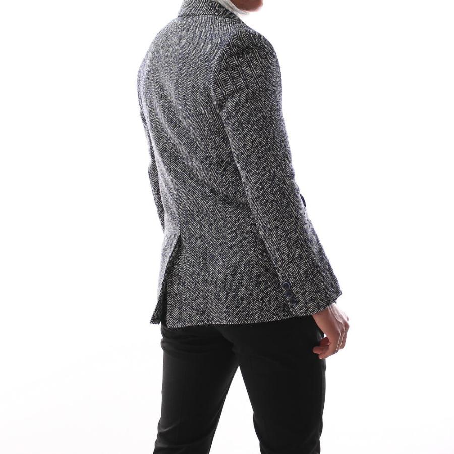 チェスターコート ツイード ヘリンボーン ハーフコート 紺/ネイビー