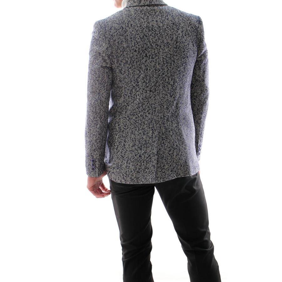 チェスターコート ツイード ヘリンボーン ハーフコート 紺/ネイビー