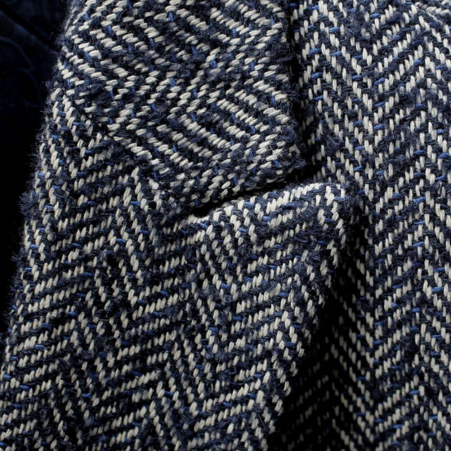 チェスターコート ツイード ヘリンボーン ハーフコート 紺/ネイビー