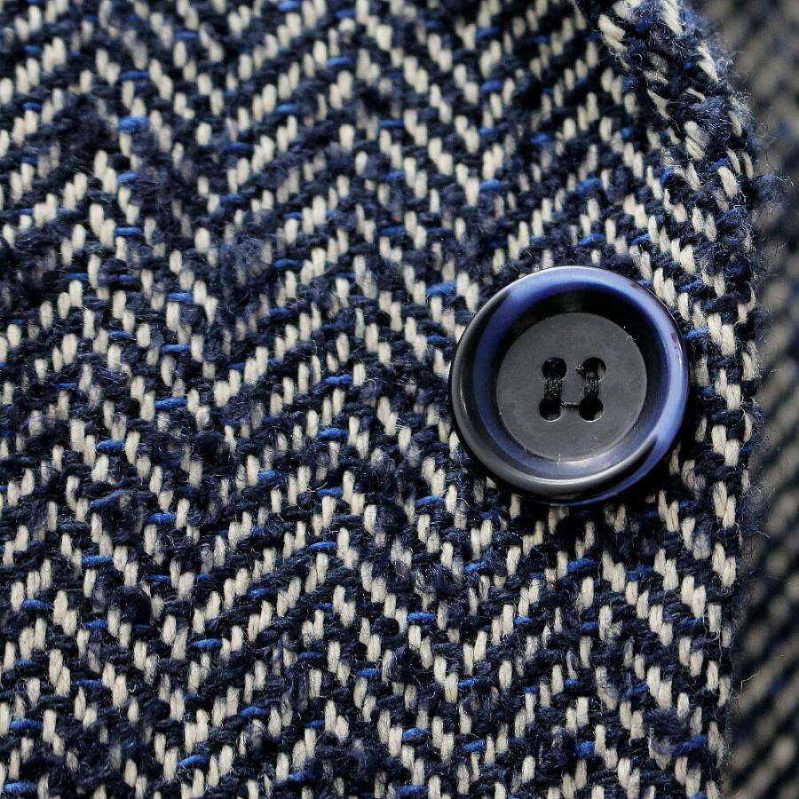 チェスターコート ツイード ヘリンボーン ハーフコート 紺/ネイビー