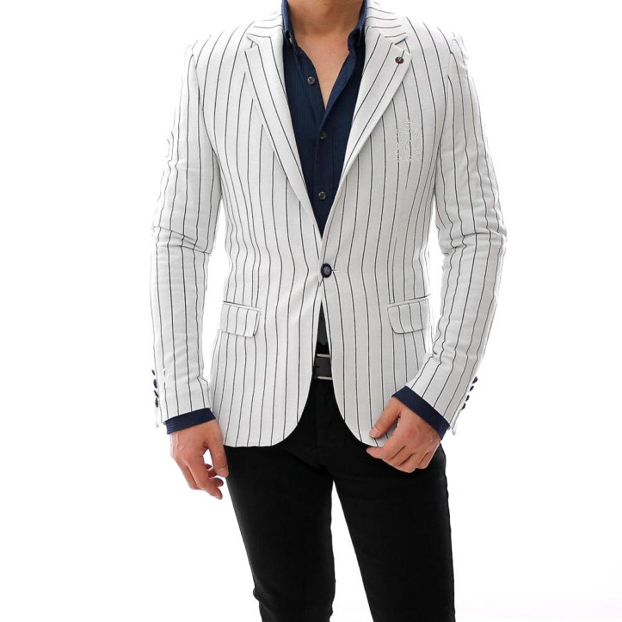 テーラードジャケット メンズ 春 白 ストライプ ブレザー ストレッチ Xxlまで 大きいサイズも入荷 秋冬 Ceketch1977shiro Bin 1 Limitedヤフーショップ 通販 Yahoo ショッピング