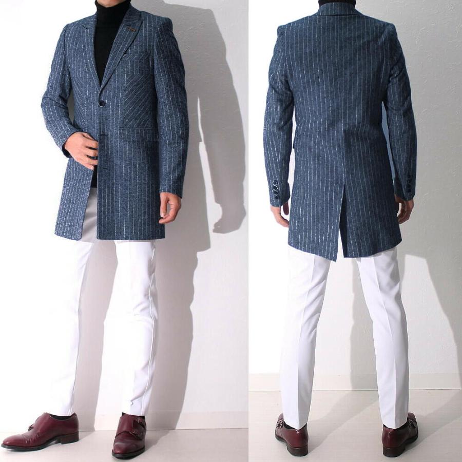 チェスターコート ハーフコート メンズ ストライプ 大きいサイズも入荷