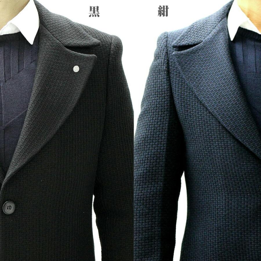 チェスターコート ハーフコート シングルコート 黒/紺 メンズ ウール混