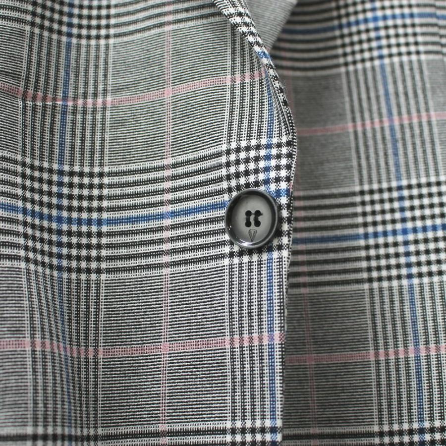 グレー チェック柄 ストレッチジャケット C．グレー 【FrancoRosati