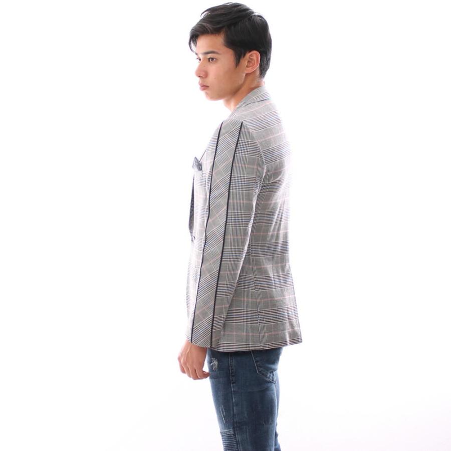 テーラードジャケット メンズ チェック グレンチェック ストレッチ