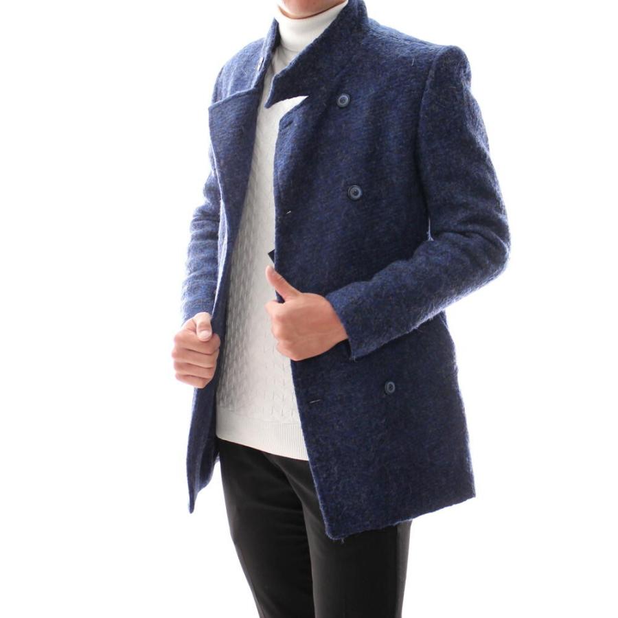 チェスターコート スタンドカラー ストレッチ ダブル ハーフコート 青 ブルー メンズ 大きいサイズも入荷 タイト Ceketch22 Bin 1 Limitedヤフーショップ 通販 Yahoo ショッピング