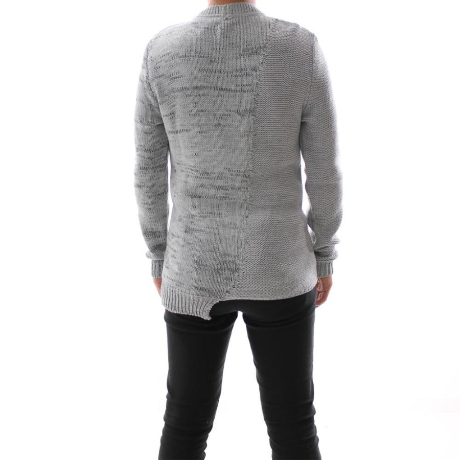 ケーブルニット セーター メンズ クルーネック 白黒グレー : BIN-1