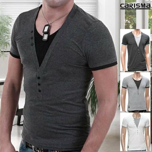 ｖネック ｔシャツ 半袖 メンズ 重ね着風 白 グレー チャコールグレー ストレッチコットン 父の日 プレゼント Crsm2 Bin 1 Limitedヤフーショップ 通販 Yahoo ショッピング