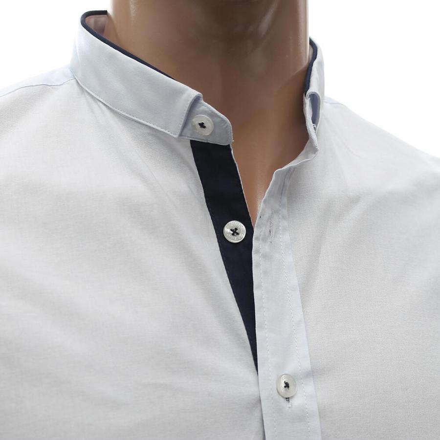 スタンド マオカラー ランダムプリーツ ドレープ 長袖シャツ モード