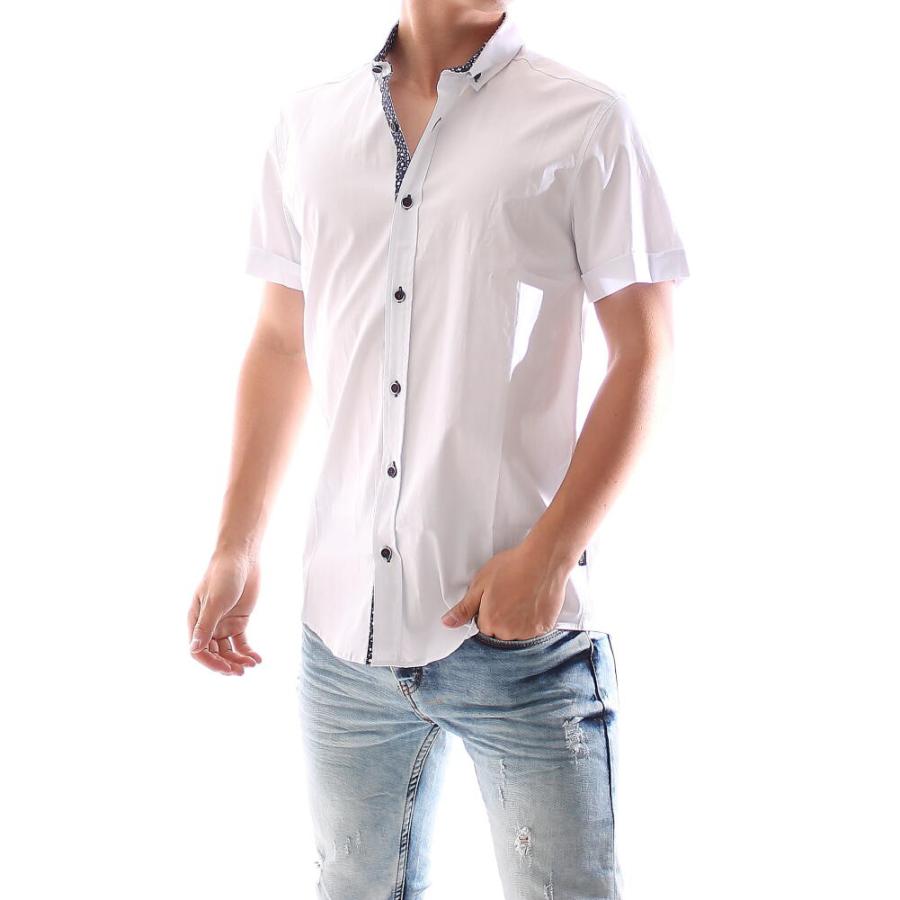 クールビズ 半袖シャツ 花柄 ストレッチ ボタンダウン メンズ