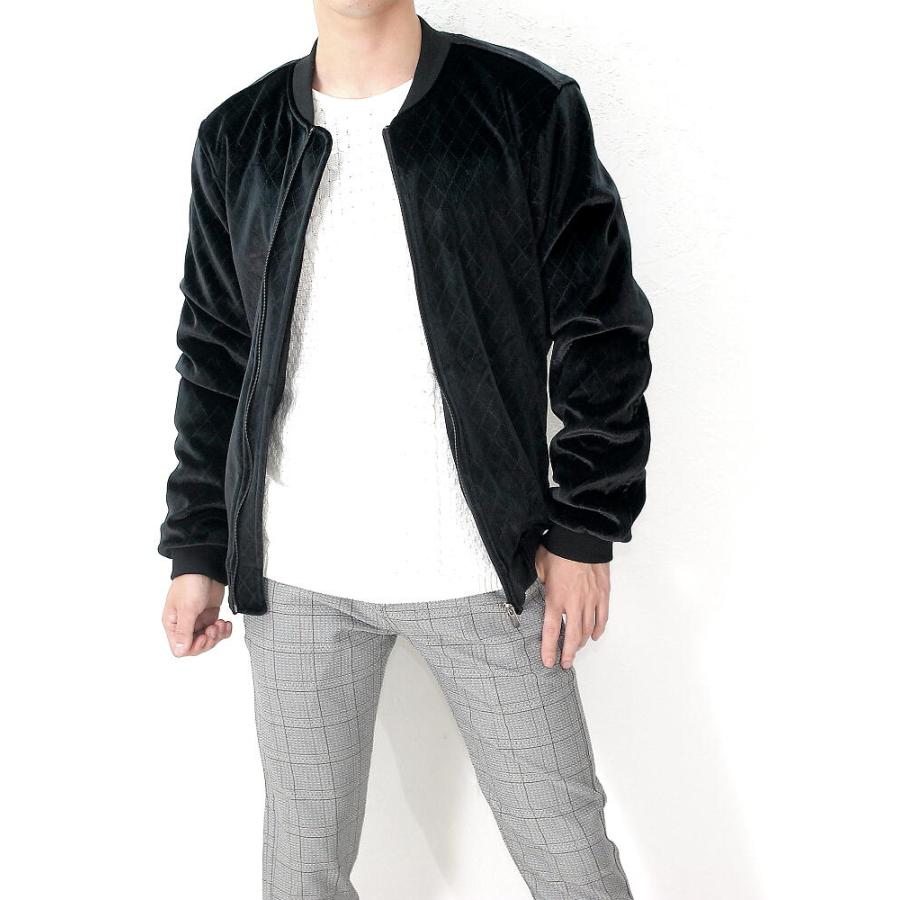 ベロア ジャケット メンズ ベルベッド アーガイル柄 黒 ストレッチ