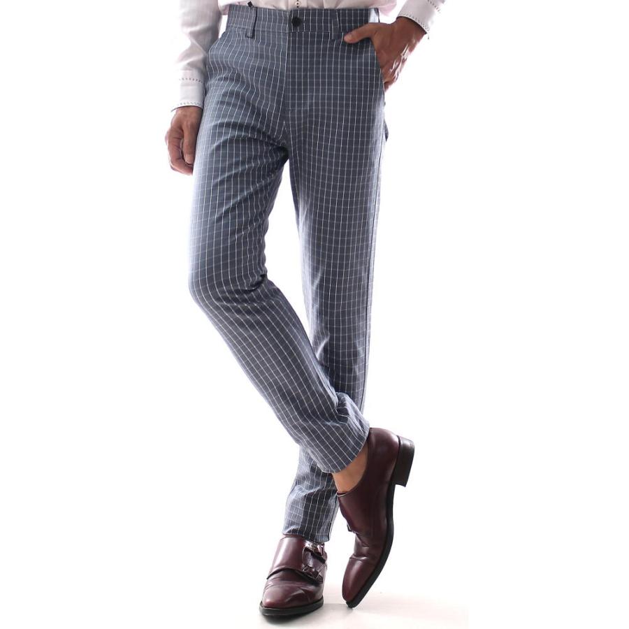 スラックス スキニー チェック ウィンドーペンチェック パンツ