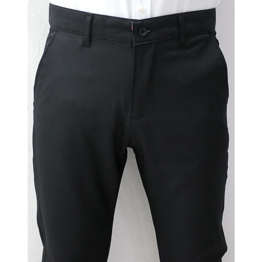スラックス スキニー ビジネス パンツ メンズ ストレッチ 無地 黒