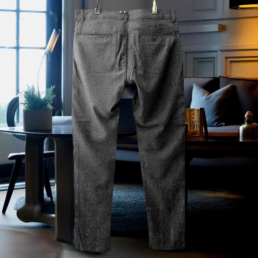 スラックス スキニー パンツ グレンチェック チャコール グレー スリム
