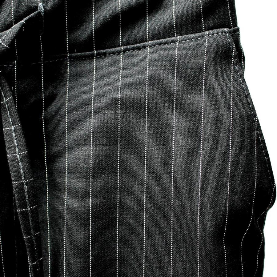 ハーフパンツ ショートパンツ ピンストライプ 膝上 スリム 黒 30〜36