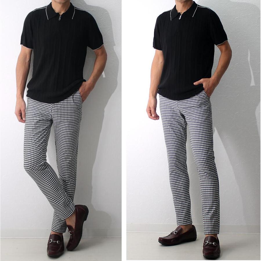 スラックス スキニー パンツ ギンガムチェック スリム タイト 春夏