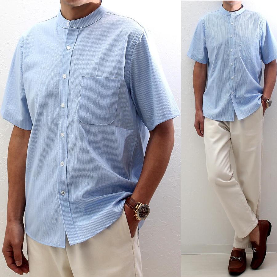 mutaストライプ ジップアップシャツ 5 サッカー生地 ストライプ柄 シャツ 3色組 セット シニア