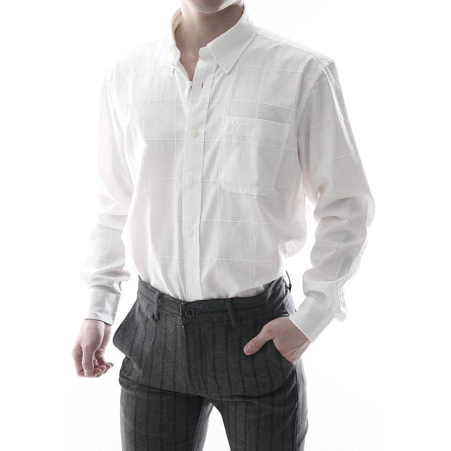 長袖シャツ レノマ RENOMA ボタンダウンシャツ チェック 白