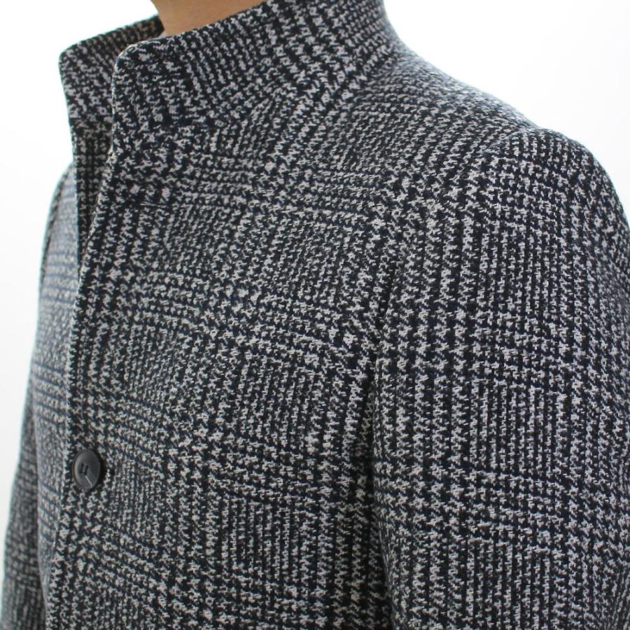 チェスターコート ハーフコート グレンチェック 黒 スタンドカラー