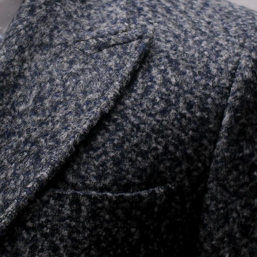 ダブルブレスト ピークドラペル ウール チェスターコート カシミヤ混