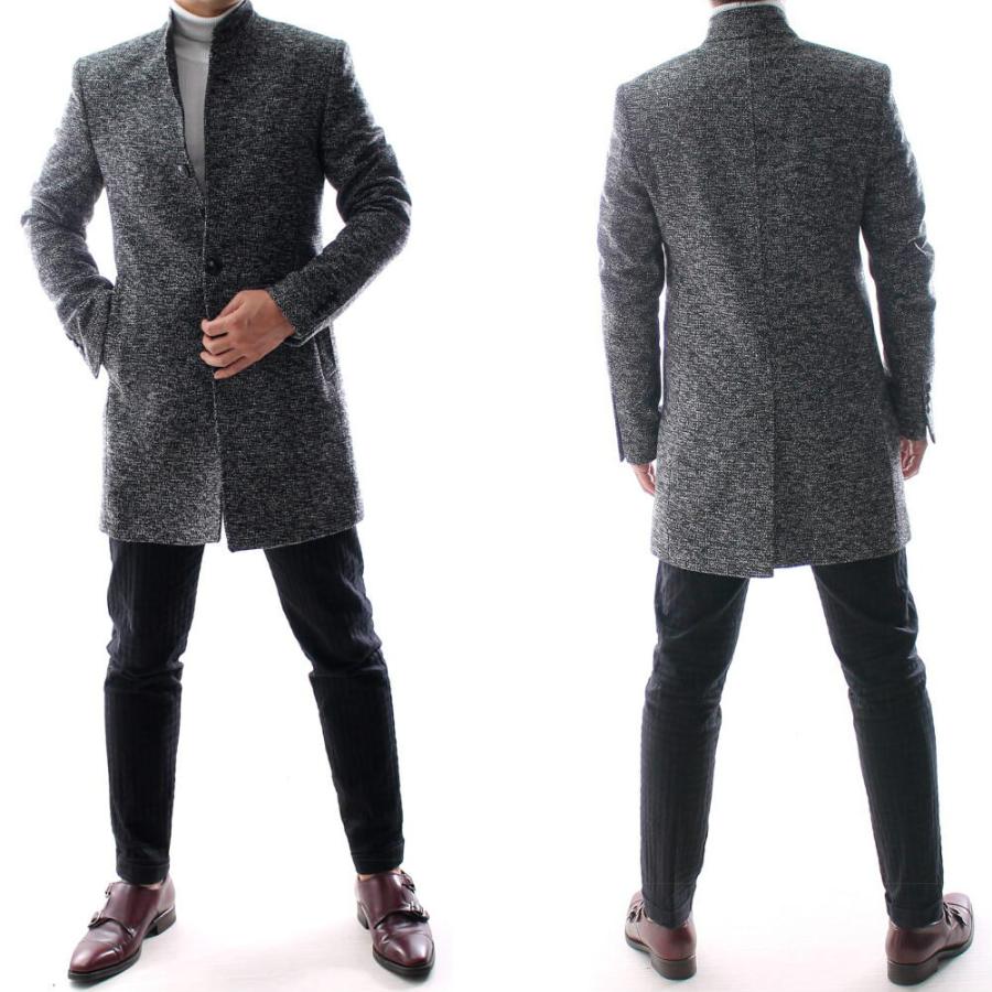 チェスターコート イタリアンカラー ハーフコート ツイード 冬 ウール