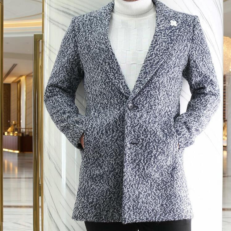 チェスターコート ハーフコート 厚地 圧縮ウール 紺/ネイビー メンズ